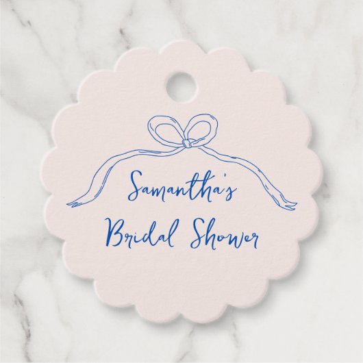 Booghand Getekend Iets Blauw Bruidsfeestje Bedankjes Labels (Voorkant)