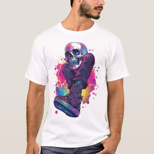 Boogie Bones � Funny 70s Disco Skull T-shirt (Voorkant)