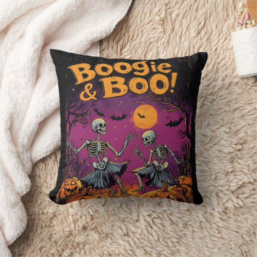 Boogie & Boo! - Halloween skeletten en pompoenen Kussen (Deken)