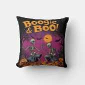 Boogie & Boo! - Halloween skeletten en pompoenen Kussen (Voorkant)