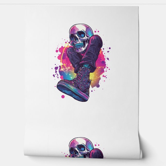 Boogie Botten - Funny 70s Disco Skull Behang (Afrollen)
