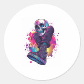Boogie Botten - Funny 70s Disco Skull Ronde Sticker (Voorkant)