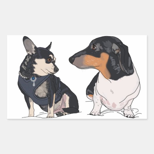 Boogie en Peanut, Dachshund en Chihuahua sticker (Voorkant)