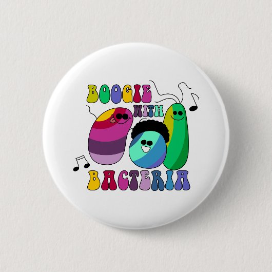 Boogie met bacterie ronde button 5,7 cm (Voorkant)