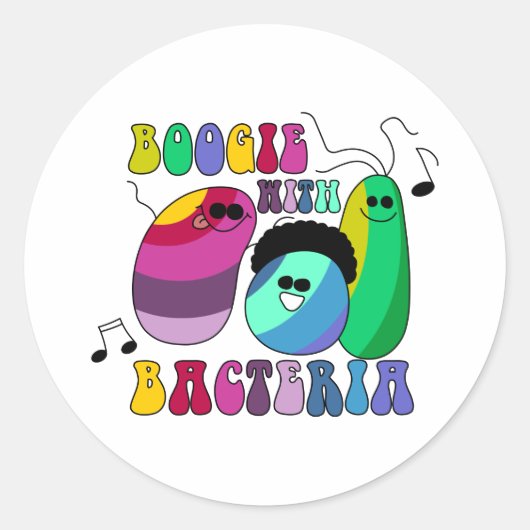 Boogie met bacteriën ronde sticker (Voorkant)