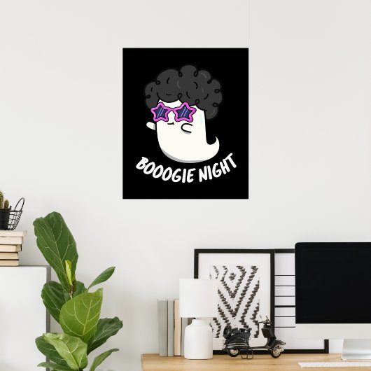 Boogie Nacht Grappig Halloween Ghost Pun Donker BG Poster (Thuiskantoor)