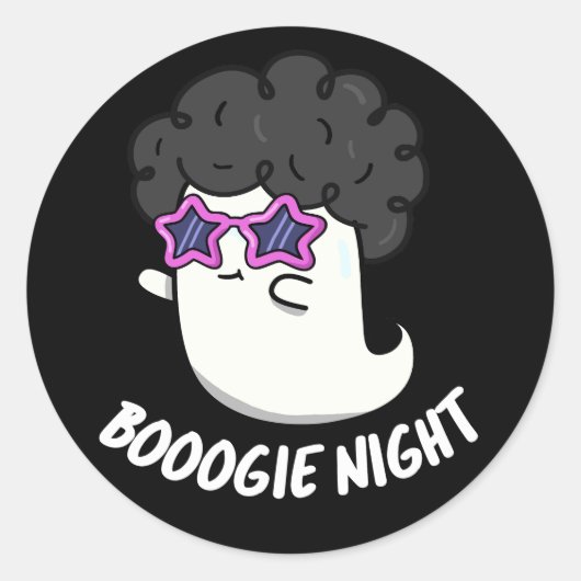 Boogie Nacht Grappig Halloween Ghost Pun Donker BG Ronde Sticker (Voorkant)