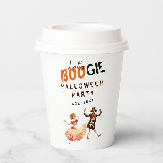 BOOGIE Skelet Day of Dead Halloween Welkomstbord Papieren Bekers (Achterkant)