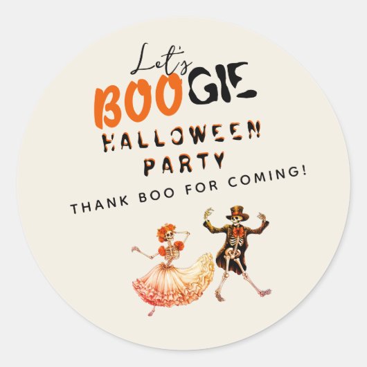 BOOGIE Skelet Day of Dead Halloween Welkomstbord Ronde Sticker (Voorkant)