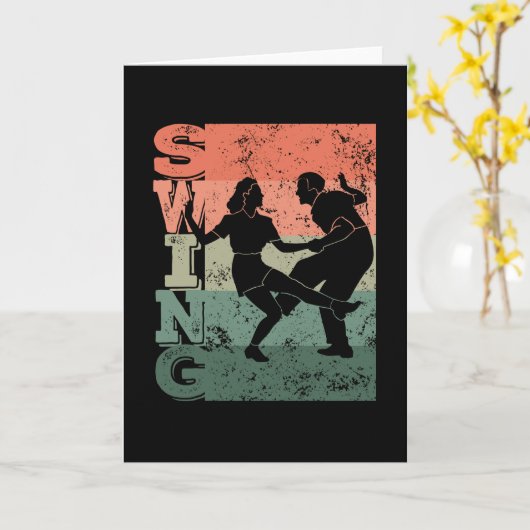 Boogie Woogie Swing Dancing Retro Colors Kaart (Gele Bloem)