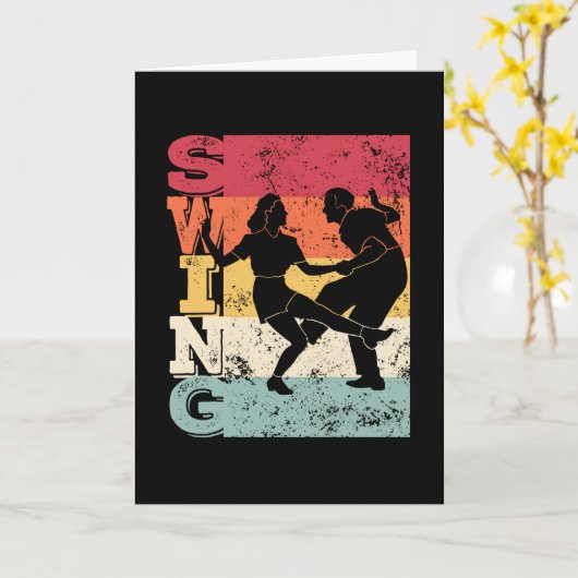 Boogie Woogie Swing Dancing Retro Colors  Kaart (Gele Bloem)