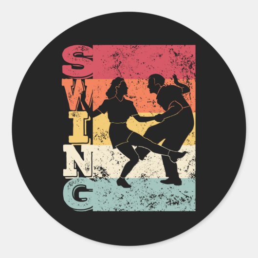 Boogie Woogie Swing Dancing Retro Colors  Ronde Sticker (Voorkant)