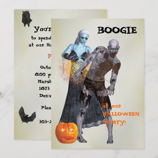 Boogie Zombie Halloween Party Kaart (Voorkant / Achterkant)