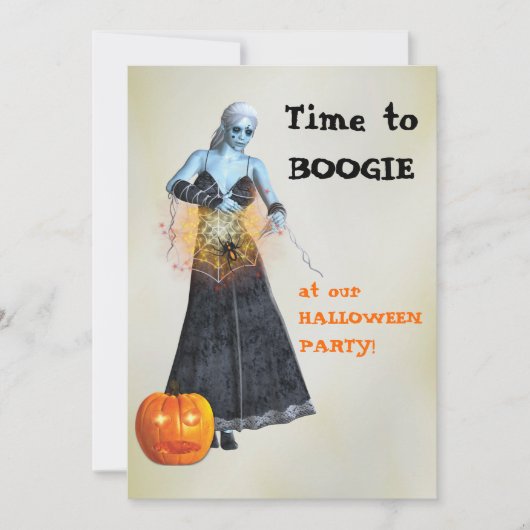 Boogie Zombie Witch Halloween Party Uitnodiging (Voorkant)