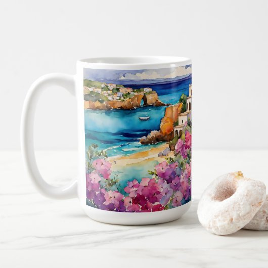 'Boogjes bij het Zee" Koffiemok (Met donut)