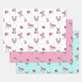 Boogjes, Konijntjes en Bloemen Inpakpapier Vel