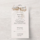 Boogknoop beige crème Vrijgezellenfeest rsvp All In One Uitnodiging (Binnen)