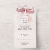 Boogknoop roze beige crème Vrijgezellenfeest rsvp All In One Uitnodiging (Binnen)