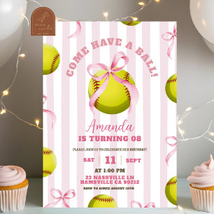 Boogmeisje Softball Verjaardagsspel Tijd Kaart