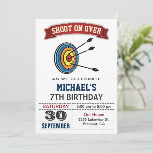 Boogschiet-verjaardagsfeestje Kaart (Staand voorkant)