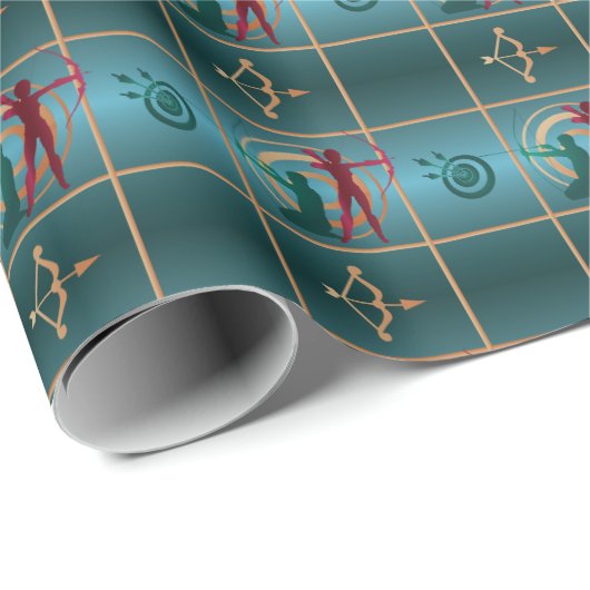 Boogschieten Boog en Pijl - Groen Patroon Cadeaupapier (Rol Hoek)