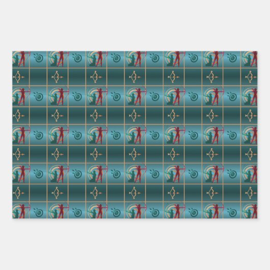 Boogschieten Boog en Pijl - Groen Patroon Inpakpapier Vel (Voorkant 2)