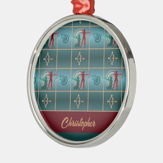 Boogschieten Boog en Pijl - Groen Patroon Metalen Ornament (Links)