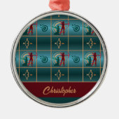 Boogschieten Boog en Pijl - Groen Patroon Metalen Ornament (Voorkant)