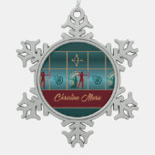 Boogschieten Boog en Pijl - Groen Patroon Tin Sneeuwvlok Ornament (Voorkant)