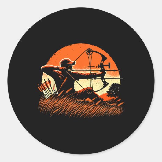 Boogschieten Bow Hunter Deer Mule Elk Bow Hunting Ronde Sticker (Voorkant)