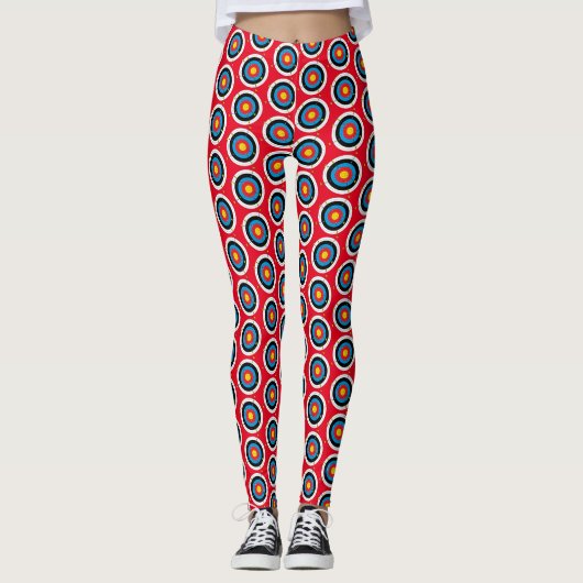 Boogschieten Bullseye Doel en pijlen Patroon op ro Leggings (Voorkant)