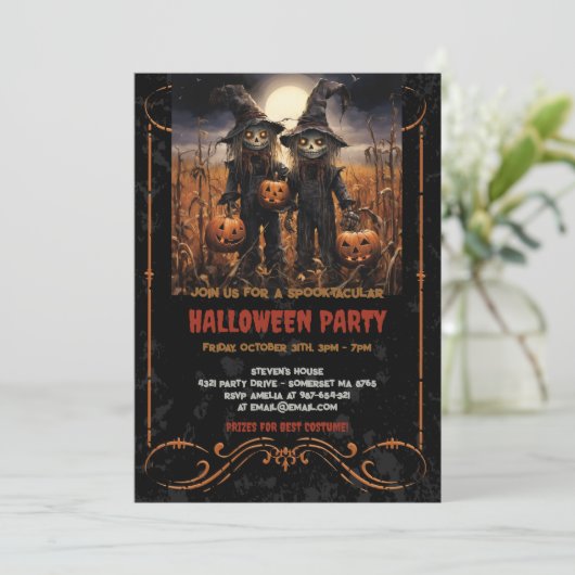 Boogschieten en Gotische Pompoenen in het Cornfiel Kaart (Staand voorkant)