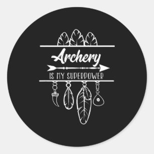 Boogschieten is mijn superkracht Boog Pijl Ronde Sticker