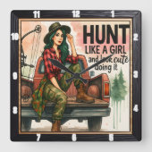  boogschieten meisje jagen vierkante klok (Voorkant)