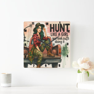  boogschieten meisje jagen vierkante klok