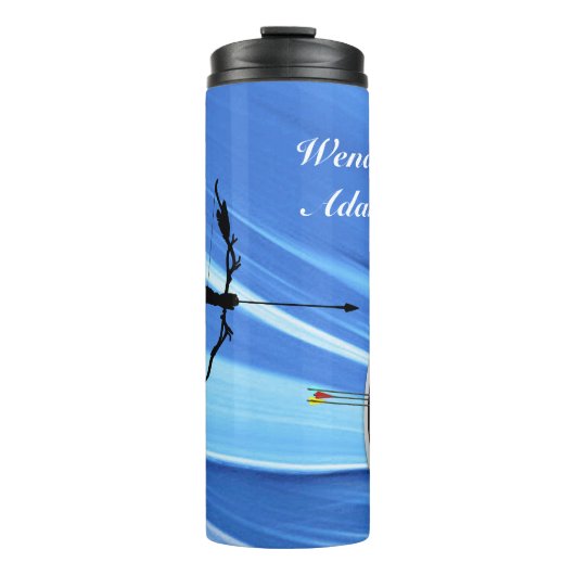 Boogschieten met boogschutter en doel Elegante ach Thermosbeker (Voorkant)