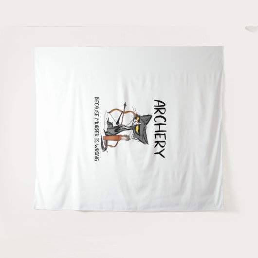 Boogschieten omdat moord fout is Grappige kattenbo Wandkleed (Voorkant (horizontaal))