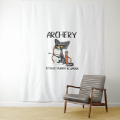 Boogschieten omdat moord fout is Grappige kattenbo Wandkleed (In situ)