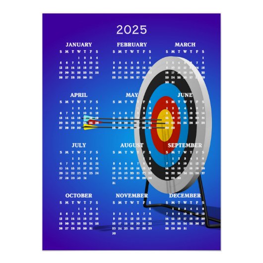 Boogschieten Ontwerp 2025 Kalender Perfect Poster (Voorkant)