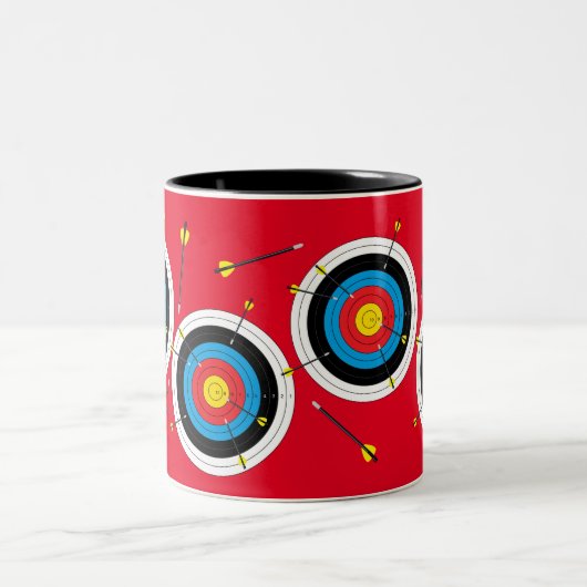 Boogschieten Pijlen en Doelen, Fun Bow Schieten Tweekleurige Koffiemok (Center)