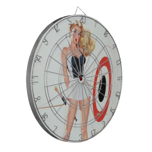 Boogschieten pin-up dartbord (Voorkant Links)
