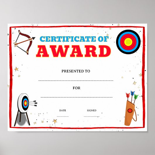 Boogschieten prestatie award bewerkbaar poster (Voorkant)