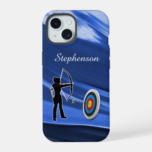Boogschieten - Silhouet van een boogschutter en do iPhone 15 Case (Achterkant)