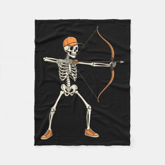 Boogschieten Skelet Halloween Grappig voor Mannen Fleece Deken (Voorkant)