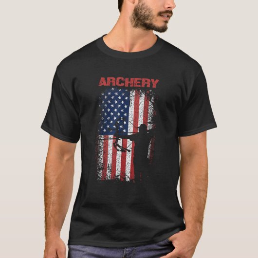 Boogschieten Sport Retro Amerikaanse Vlag Amerika  T-shirt (Voorkant)