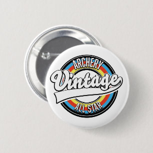 Boogschieten vintage all star logo ronde button 5,7 cm