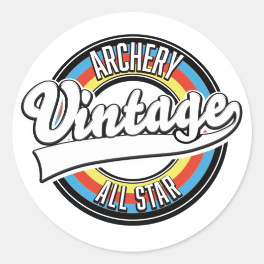 Boogschieten vintage all star logo ronde sticker (Voorkant)
