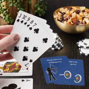 Boogschieten Vrouwelijke Boogschutter Silhouet en Pokerkaarten