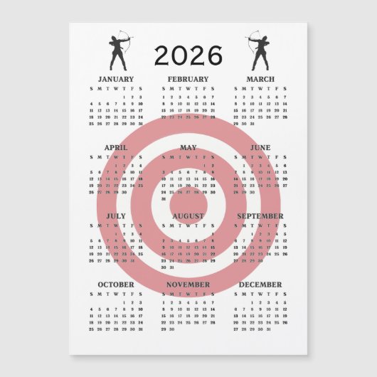 Boogschietontwerp 2026 Kalender Magnetische Kaart (Voorkant)