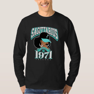 Boogschutter 1971 Afro Queen Sterrenbeeld Verjaard T-shirt